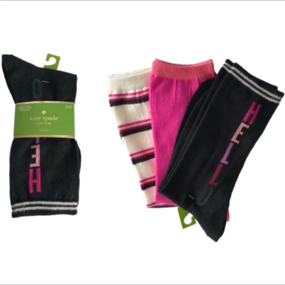 Kate Spade ♠️ HELLO Striped Crew Socks -3PK - Picture 13 of 16